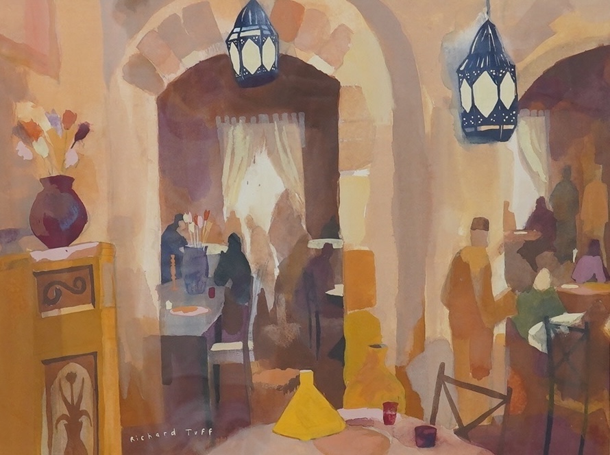 Richard Tuff (b.1965), watercolour, 'The Moroccan Diner', signed, 36 x 48cm. Condition - good